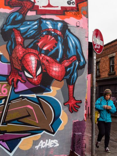 Incredibly detailed graffiti of Spider-man, painted on wall on Camden Row, Dublin, Ireland. © 2016 Nicholas Orloff