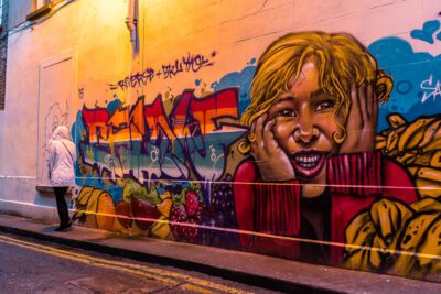 Graffiti of smiling woman on Bachelor’s Way, Dublin, Ireland. © 2016 Nicholas Orloff